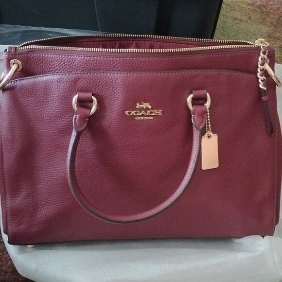 COACH F77884 Pebbled Leather Mia Satchel, IM/Wine - Picture 5 of 7